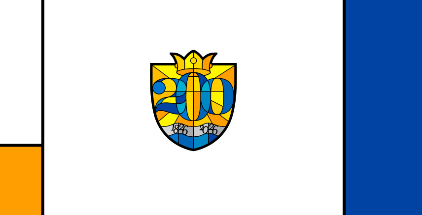 an image of a 200 in a shield that looks like stained class